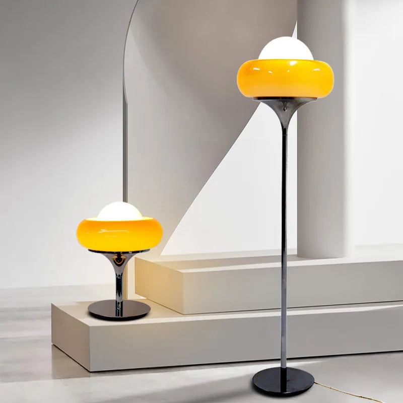 DecorBites™ Guzzini Modern Bauhaus Table Lamp Bedroom Study Living Room Retro Yellow Cream