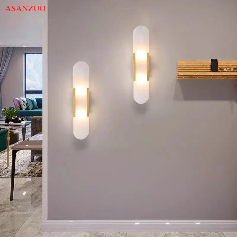 DecorBites™ Jade Stone Wall Sconce Light Fixtures for Bedroom Living Room Hotel Decor