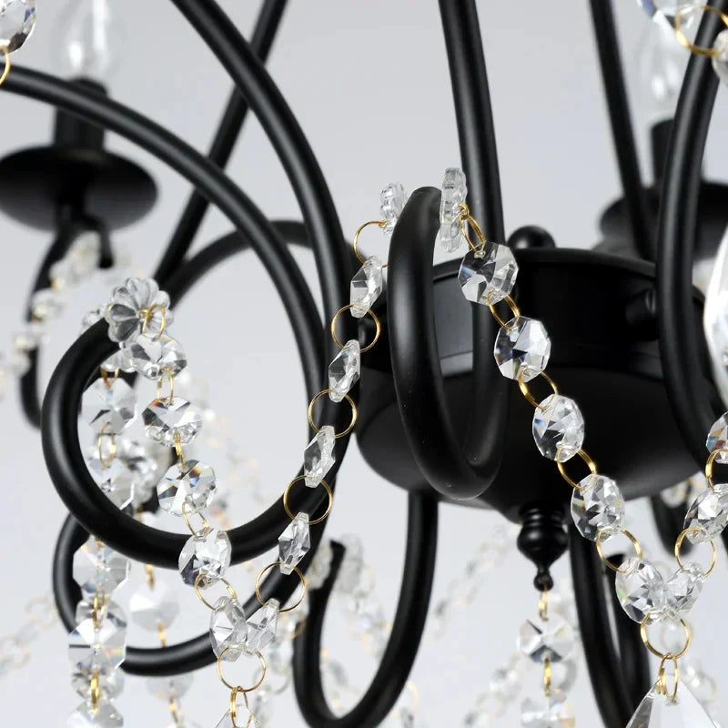 DecorBites™ Iron Crystal Chandelier: Modern Industrial Luxury for Home Lighting
