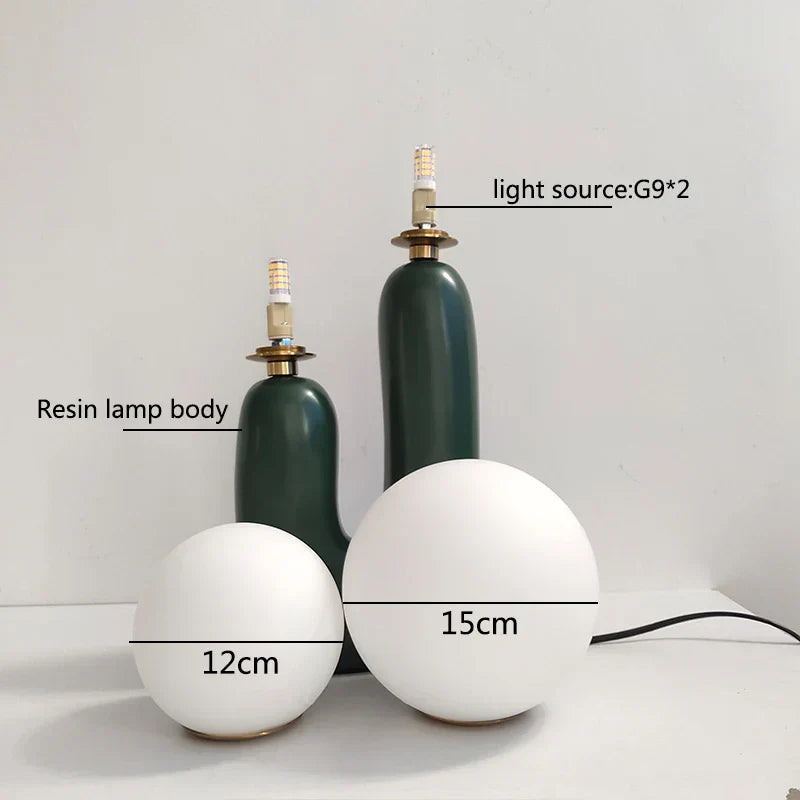 DecorBites™ Glass Ball Table Lamp: Green Pink Resin Nordic Cute Bedroom Living Room Decor