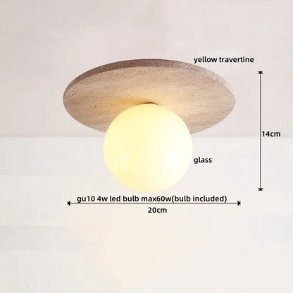 DecorBites™ LED Ceiling Lamp Natural Yellow Travertine Walnut Wood Ceiling Lights