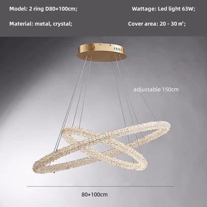 DecorBites™ Crystals Pendant Lights: Modern Dimmable Chandelier for Luxury Living Room, Dining, Bedroom
