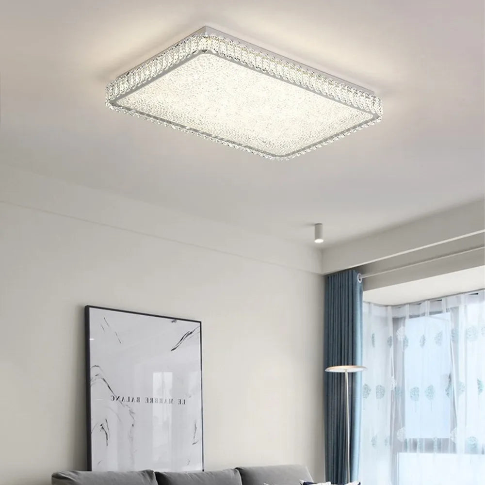 DecorBites™ Crystal LED Ceiling Chandelier: Modern Dimmable Lighting Fixture for Stylish Home Decor