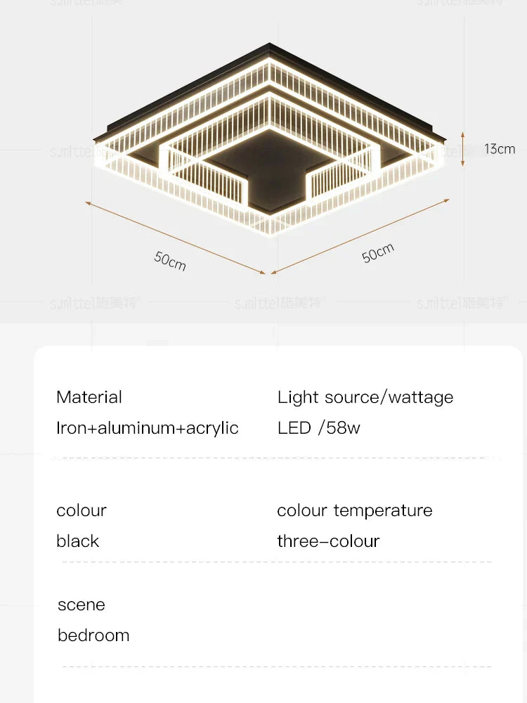 DecorBites™ LED Black Chandelier Acrylic Ceiling Lamp: Modern Luxur Lighting for Home & Office
