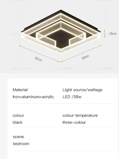 DecorBites™ LED Black Chandelier Acrylic Ceiling Lamp: Modern Luxur Lighting for Home & Office