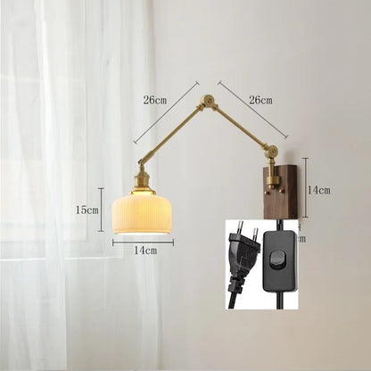 DecorBites™ Copper Wall Lamp with Pull Chain Switch, Nordic Design, LED Bulb, Ceramic Lampshade