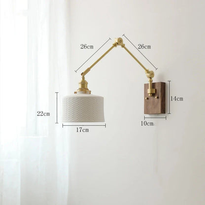 DecorBites™ Copper Wall Lamp with Pull Chain Switch, Nordic Design, LED Bulb, Ceramic Lampshade