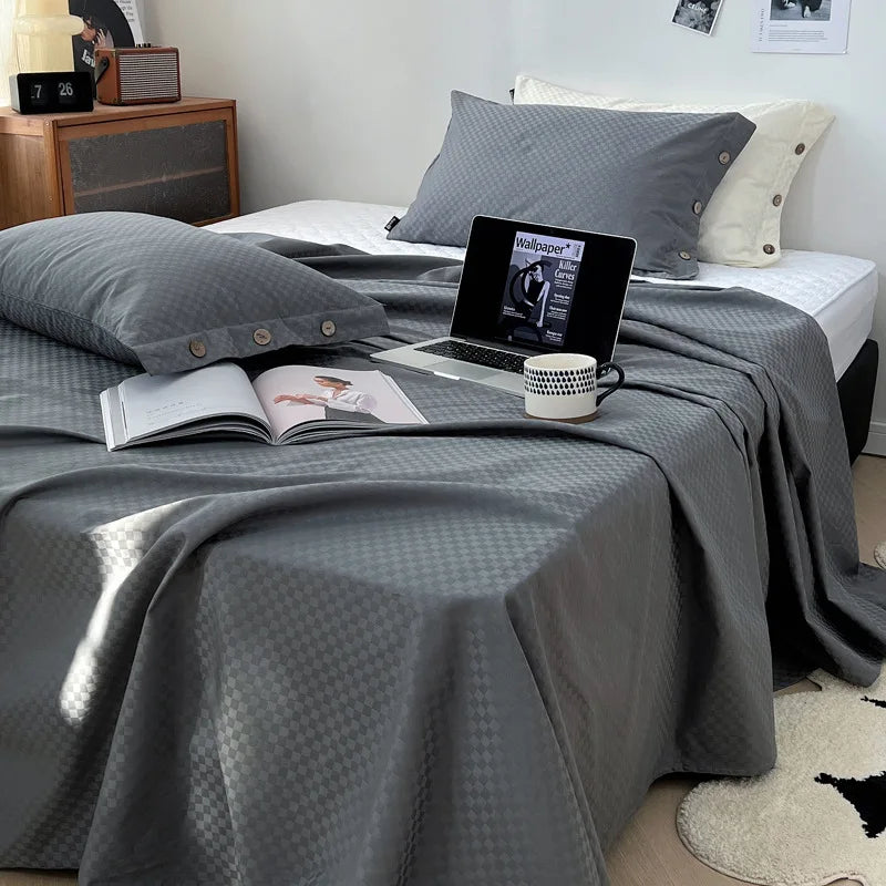 DecorBites™ Luxe Cotton Satin Stripe Bed Sheet Set with 2 Pillowcase