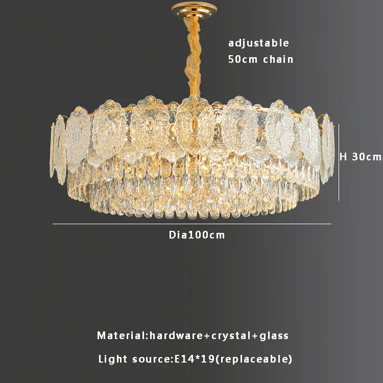 Gold Crystal Dining Pendant Round Dia120cm