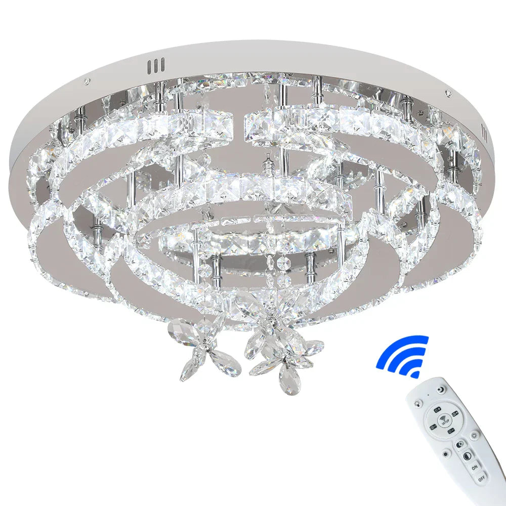 DecorBites™ Crystal Drop Chandelier Ceiling Light with RC Dimming for Modern Home Decor