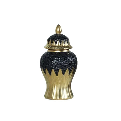 DecorBites™ Elegant Golden Porcelain Jar for Home Decoration and Storage