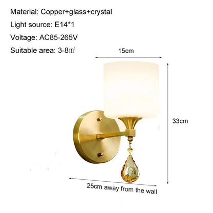 DecorBites™ Crystal Copper Wall Lamp for Living Room, Bedroom, and Study
