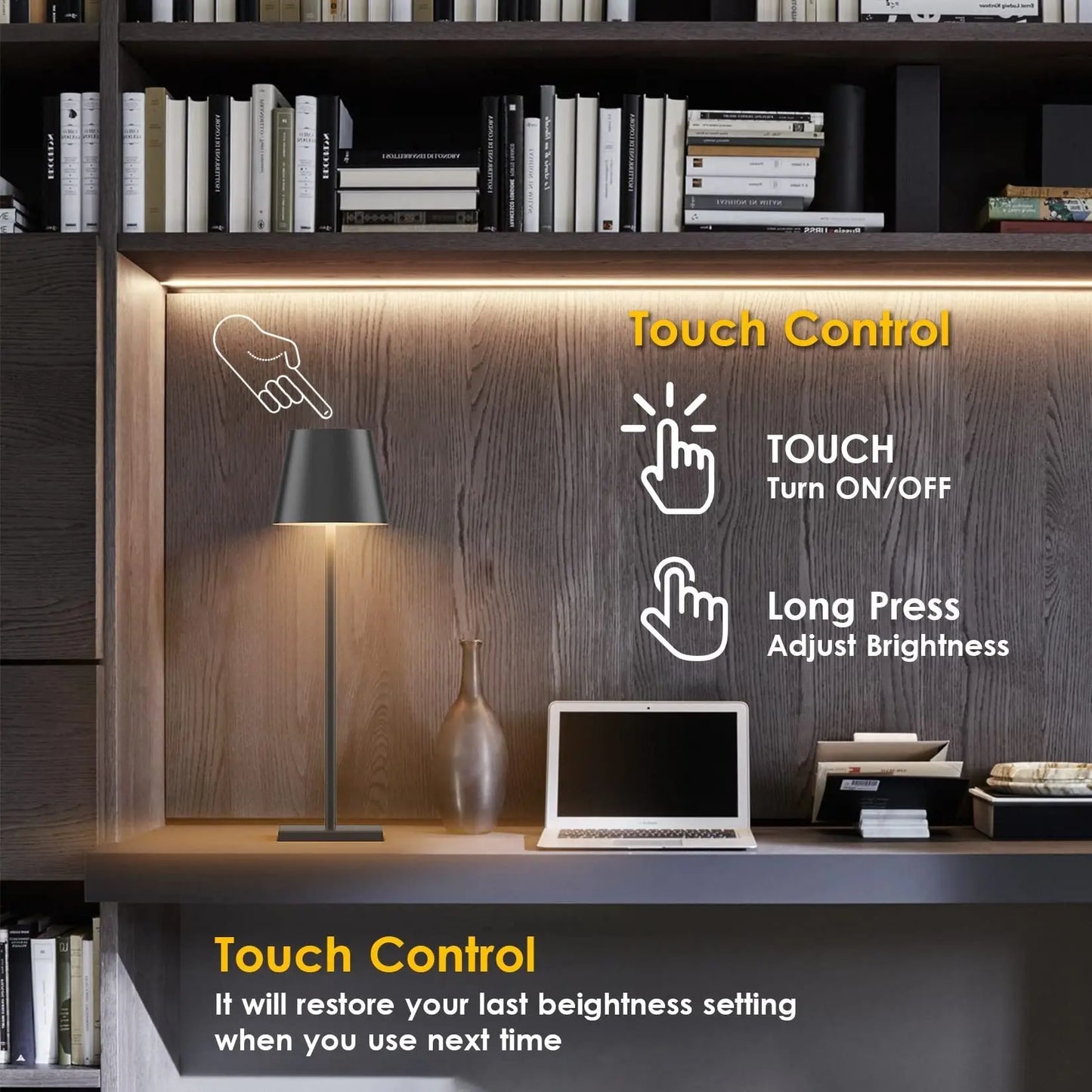 DecorBites™ Cordless LED Mosaic Table Lamp with Wireless Charger and Touch Dimmer