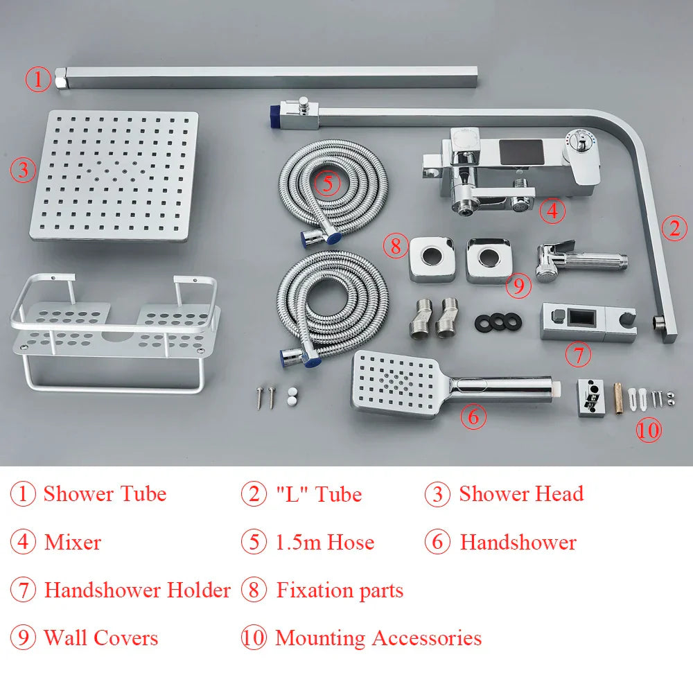 DecorBites™ Digital Display Shower Faucet Set with Rain Shower Head