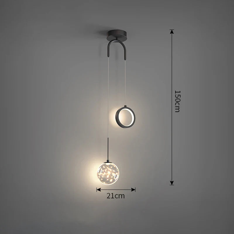 Modern Glass Pendant Light in Black or Gold