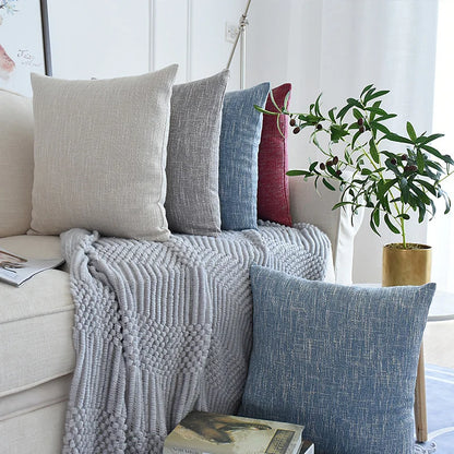 DecorBites™ Linen Cotton Throw Pillowcase 100% Polyester Cushion Cover for Home Decor