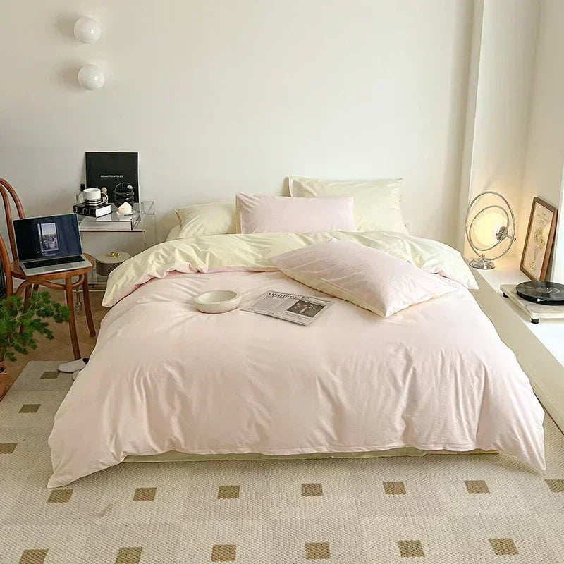 DecorBites™ Cotton Queen Bedding Set: Duvet Cover, Sheets, Quilt Cover, Pillow Covers -Soft & Comfortable