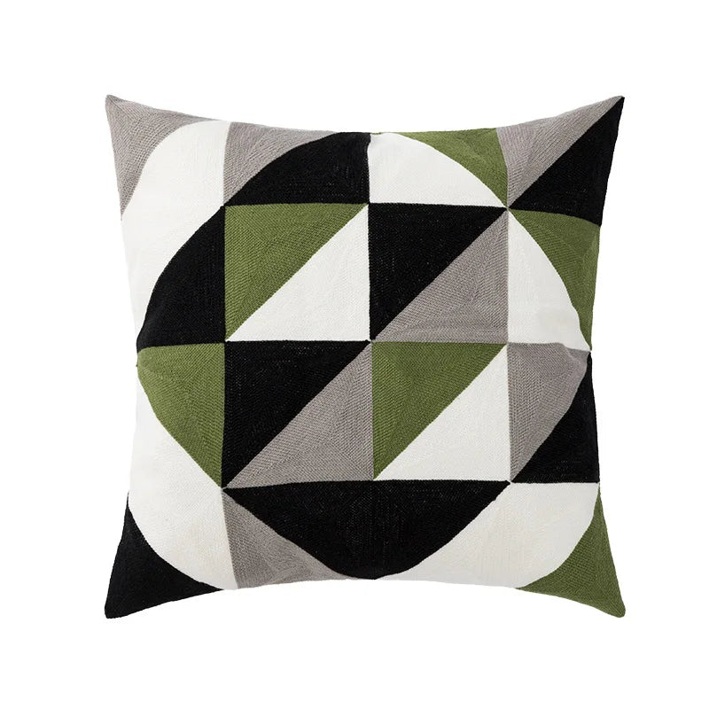 DecorBites™ Geometric Embroidery Cushion Cover 45x45cm Black Grey Soft Cozy for Home Decor