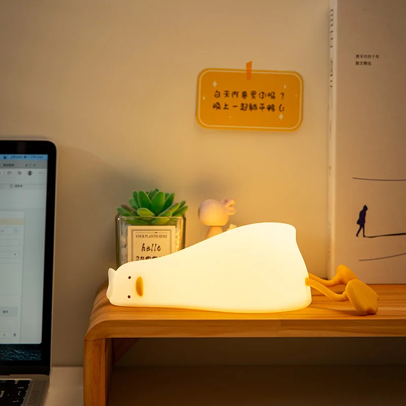 DecorBites™ Duck Silicone Night Light with Timer, Rechargeable USB, Dimming Touch Lamp