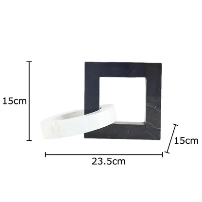 DecorBites™ Geometric Knot Sculpture Desk Decor - Abstract Square Ring Statue