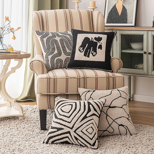 DecorBites™ Geometric Line Art Cushion Cover for Home Sofa Bed