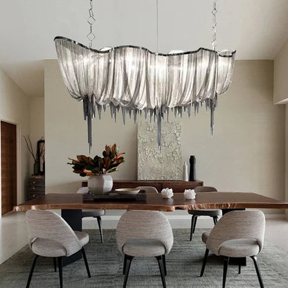 DecorBites™ Gold Tassel Chain Chandelier LED Hanging Lamp Lustres for Dining Room