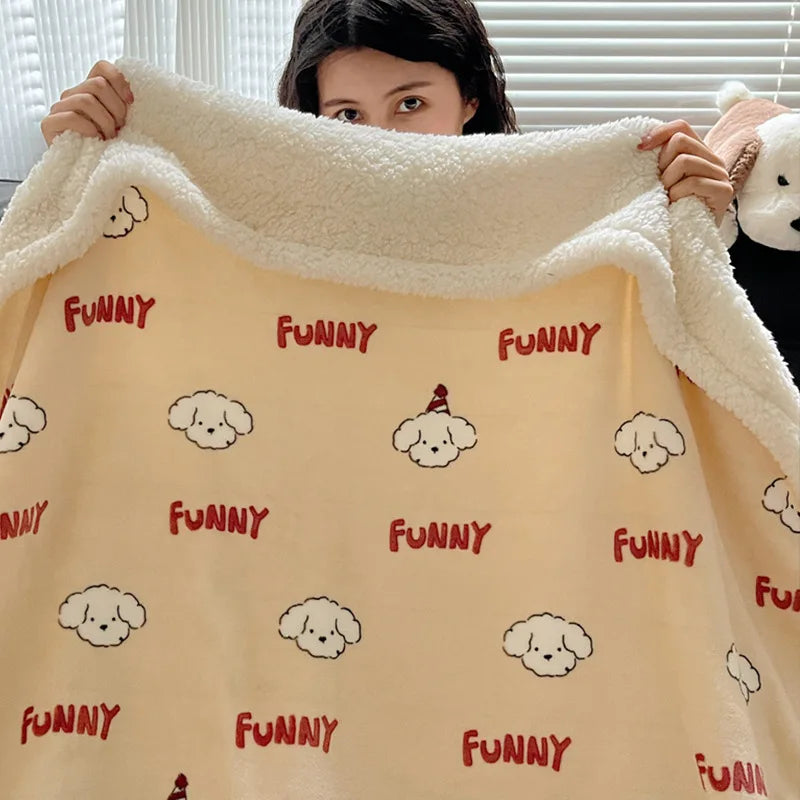 DecorBites™ Cozy Fleece Blanket | Multi-Use Office & Home Shawl | Soft & Warm Blanket