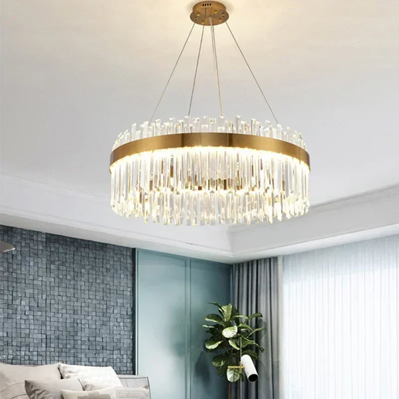 DecorBites™ Crystal Pendant Chandelier Light - Nordic Luxury Gold Ceiling Lighting for Living Room