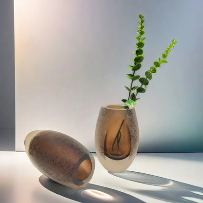 DecorBites™ Frosted Glass Vase for Home Decor and Floral Arrangements