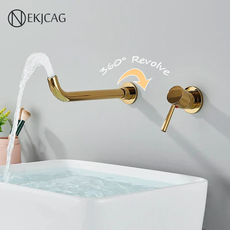 DecorBites™ Gold Basin Faucet: Single Handle, Hot & Cold Water, Matte Black Finish