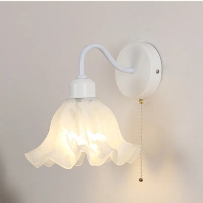 DecorBites™ Glass Iron LED Wall Sconce Pull Chain Switch White Stair Light