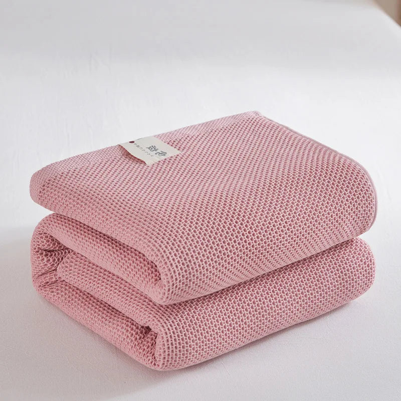 DecorBites™ Cotton Honeycomb Towel Blanket for Single Double - Breathable Cozy Sofa Cover