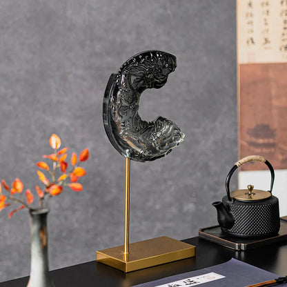 DecorBites™ Crescent Moon Resin Relief Ornament Gradient Jade Pendant