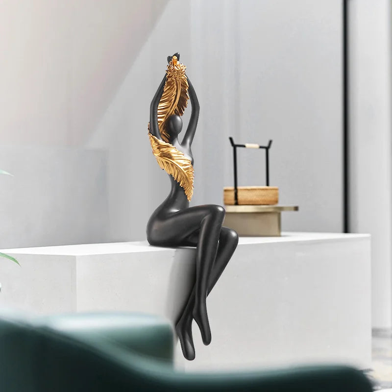 Abstract Feathered Nude Sculpture