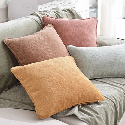 DecorBites™ Cotton Linen Peach Orange Grey Ivory Pillow Cover for Living Room Eco-friendly