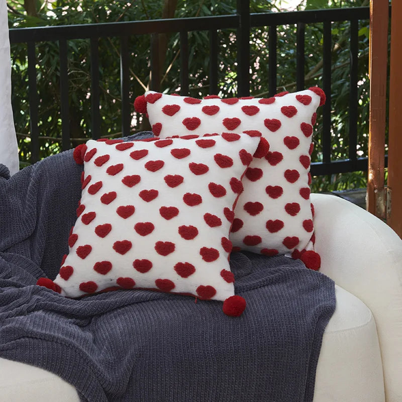 Embroidered Heart Cushion Covers