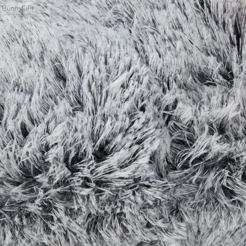 DecorBites™ Cozy Plush Fur Cushion Cover 43x43cm White Grey Sofa Decor Pillowcase