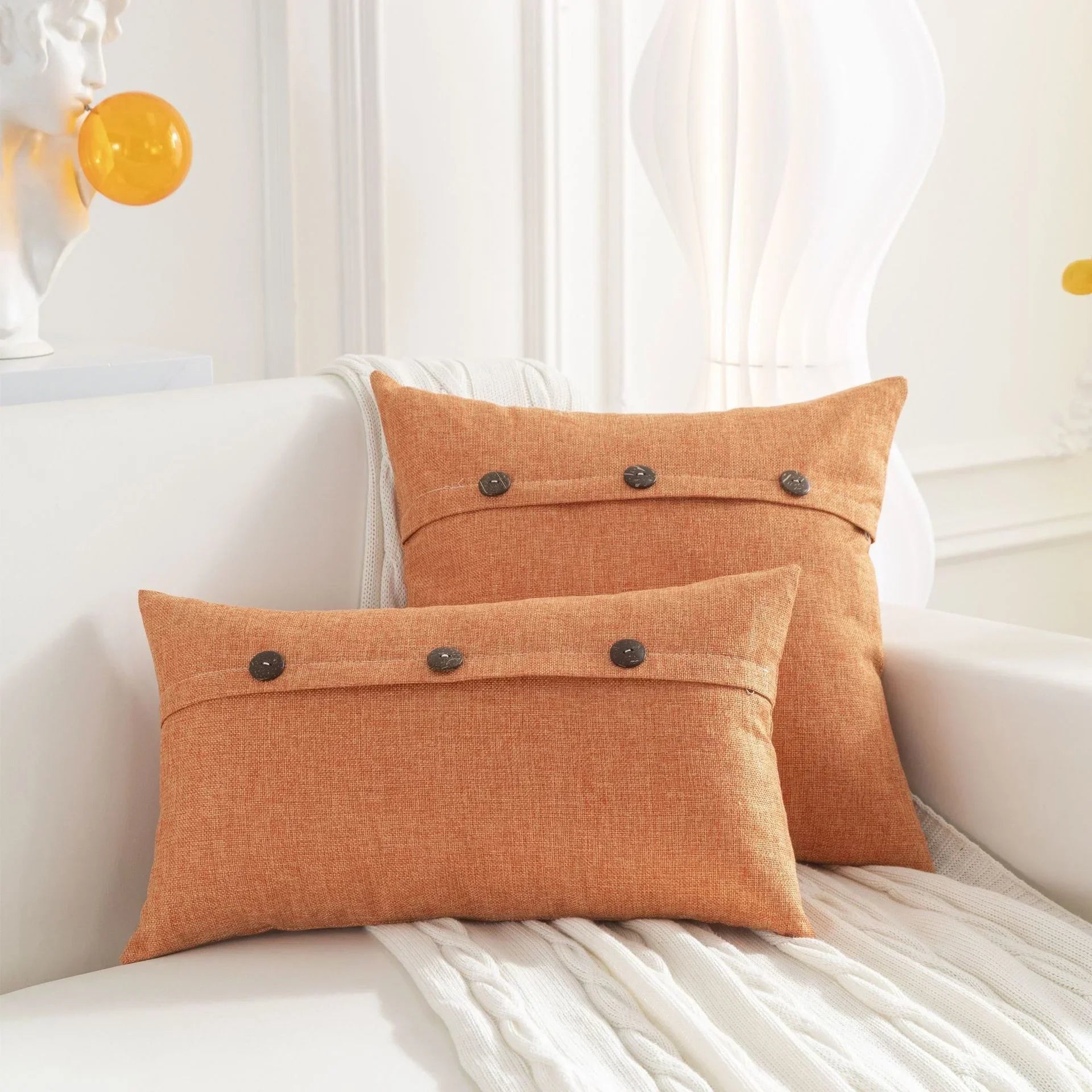 Linen Button Cushion Cover