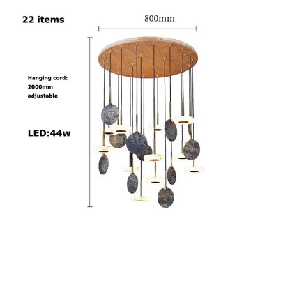 DecorBites™ Burlywood Marble LED Ceiling Chandelier for Living Room