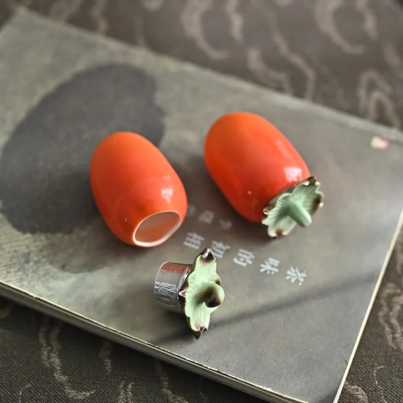 DecorBites™ Fruit Sculpture Tea Caddy Home Decor Ornament Strawberries Persimmon Decoration