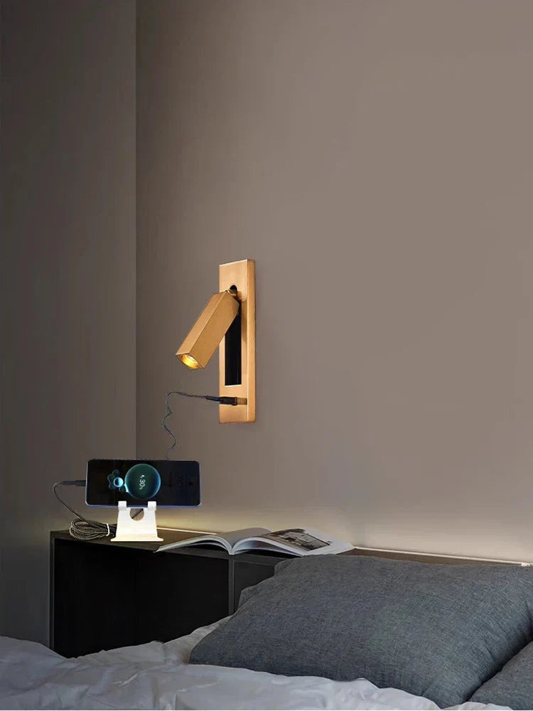 DecorBites™ LED Wall Lamp with Switch, USB Port, Rotatable - Bedroom Reading Light