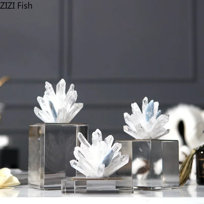 DecorBites™ Agate Stone Crystal Sculpture Gold-plated Marble Ornament for Living Room Desk