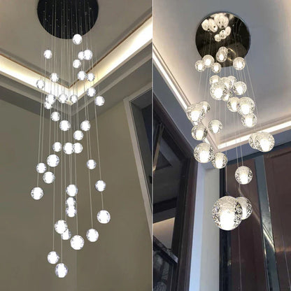 DecorBites™ Crystal Ceiling Chandelier for Staircase & Hallway, Elegant Long Cable Pendant Light
