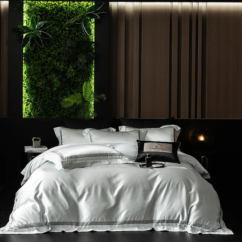 DecorBites™ Luxe Champagne Bedding Set in Silky Egyptian Cotton - Queen King Sizes