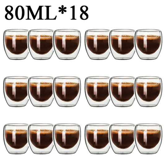 DecorBites™ Double Wall Borosilicate Glass Mug Set for Tea Coffee Juice Bar Drinkware