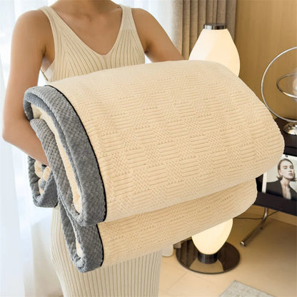 DecorBites™ Cozy Carved Velvet Blanket | Warm, Soft & Breathable | Autumn Winter Sofa Bed Throw