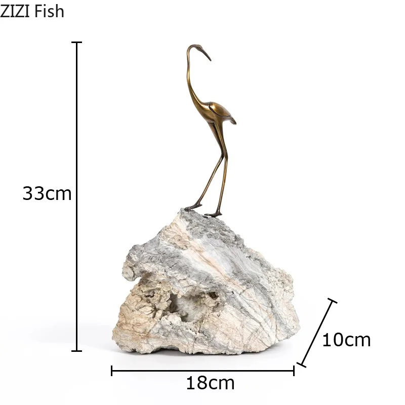 Golden Crane Desk Sculpture