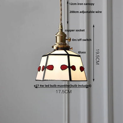 DecorBites™ Colorful Glass Tiffany Style LED Pendant Lamp, Modern Hanging Light Fixture