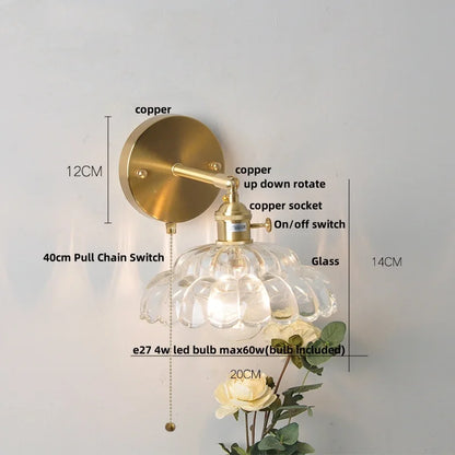 DecorBites™ Clear Glass LED Wall Light with Pull Chain Switch