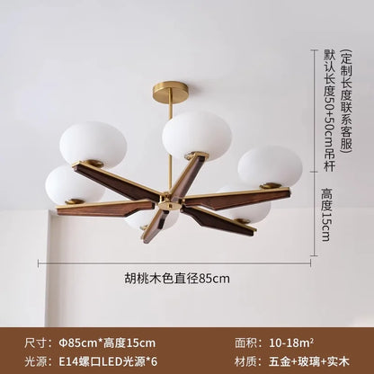DecorBites™ Cream Wood LED Chandelier, Modern Design for Living Room & Bedroom